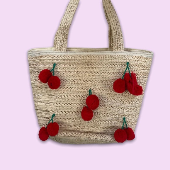 Monki Handbags - Wicker Boho Pom Pom Bag